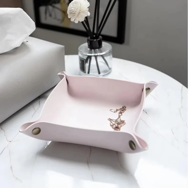 Nordisch Inspiriertes PVC-Leder Faltbare Aufbewahrungsbox für den Schreibtisch Geeignet zur Aufbewahrung von Schmuck Kosmetik Haushaltsaufbewahrung