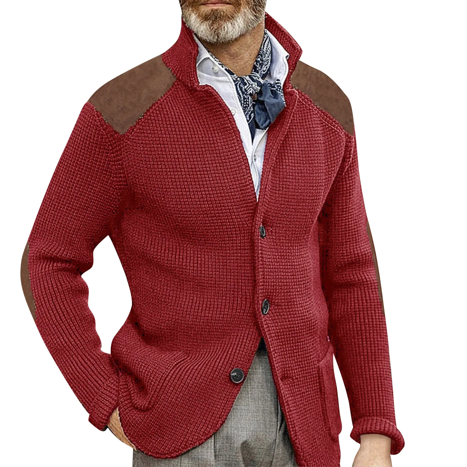 Autumn Winter Sweater Mens Knitted Suit Business Casual Warm Long Sleeve Cardigan Coats Male Fashion Button Patchwork Sweaters