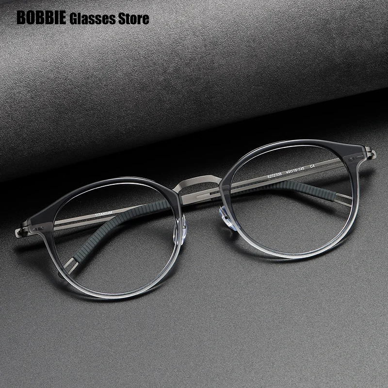 2023 Titanium Glasses Frame for Men Women Vintage Round Myopia Optical Eyewear Screwless Prescription Eyeglasses Frame Spectacle