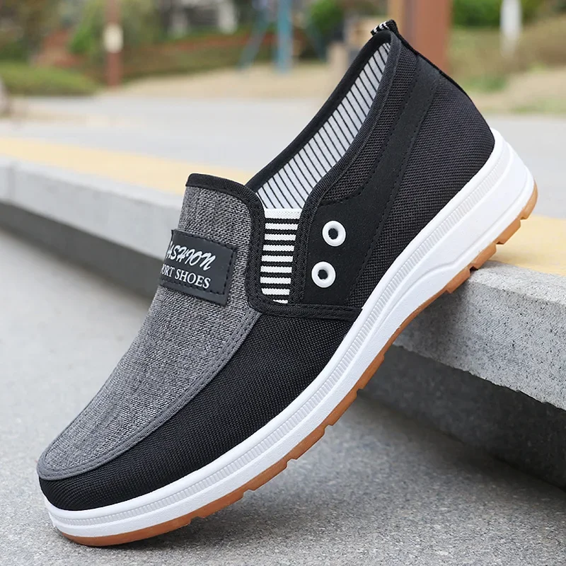 Herren Colorblock Canvas Slip-On Schuhe Atmungsaktive Rutschfeste Freizeitschuhe für den Täglichen Gebrauch – Detail 9
