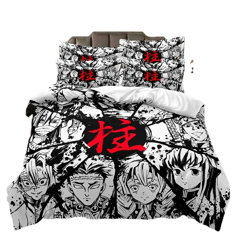 Cartoon Japanese Comic Series Ghost Blade Three-piece Set Duvet Cover Sanding Kit Warm Package A Good Night's Sleep