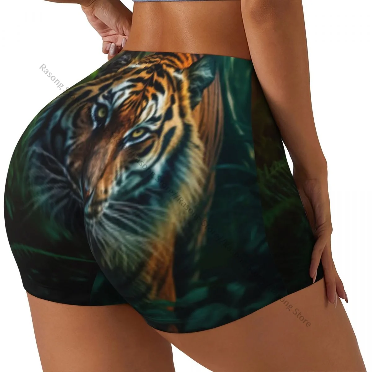 

Women's Yoga Shorts Tiger In Tree Scrunch Booty Butt Lifting Comfort Fitness Gym