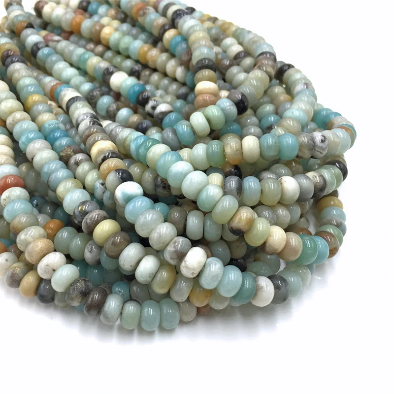 Natural Blue Amazonite beads charm Loose Rondelle stone spacer bead Accessories For Jewelry Making DIY Bracelet necklace earring