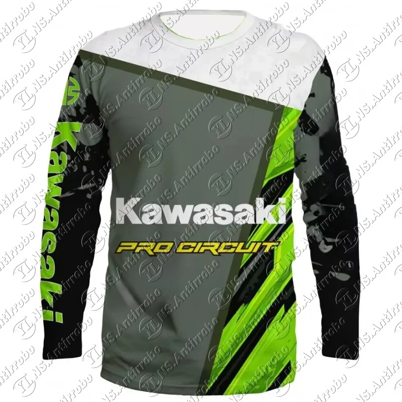 

Летняя мужская футболка с круглым вырезом и длинным рукавом Kawasaki, простой дышащий быстросохнущий удобный топ для отдыха на открытом воздухе