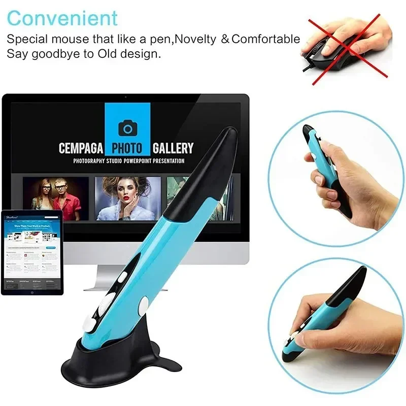 2.4G قلم ماوس لاسلكي إبداعي محمول باليد مستشعر بصري يعمل باللمس الذكي يمكن استخدامها لاجتماع كمبيوتر محمول PPT مع محول #6