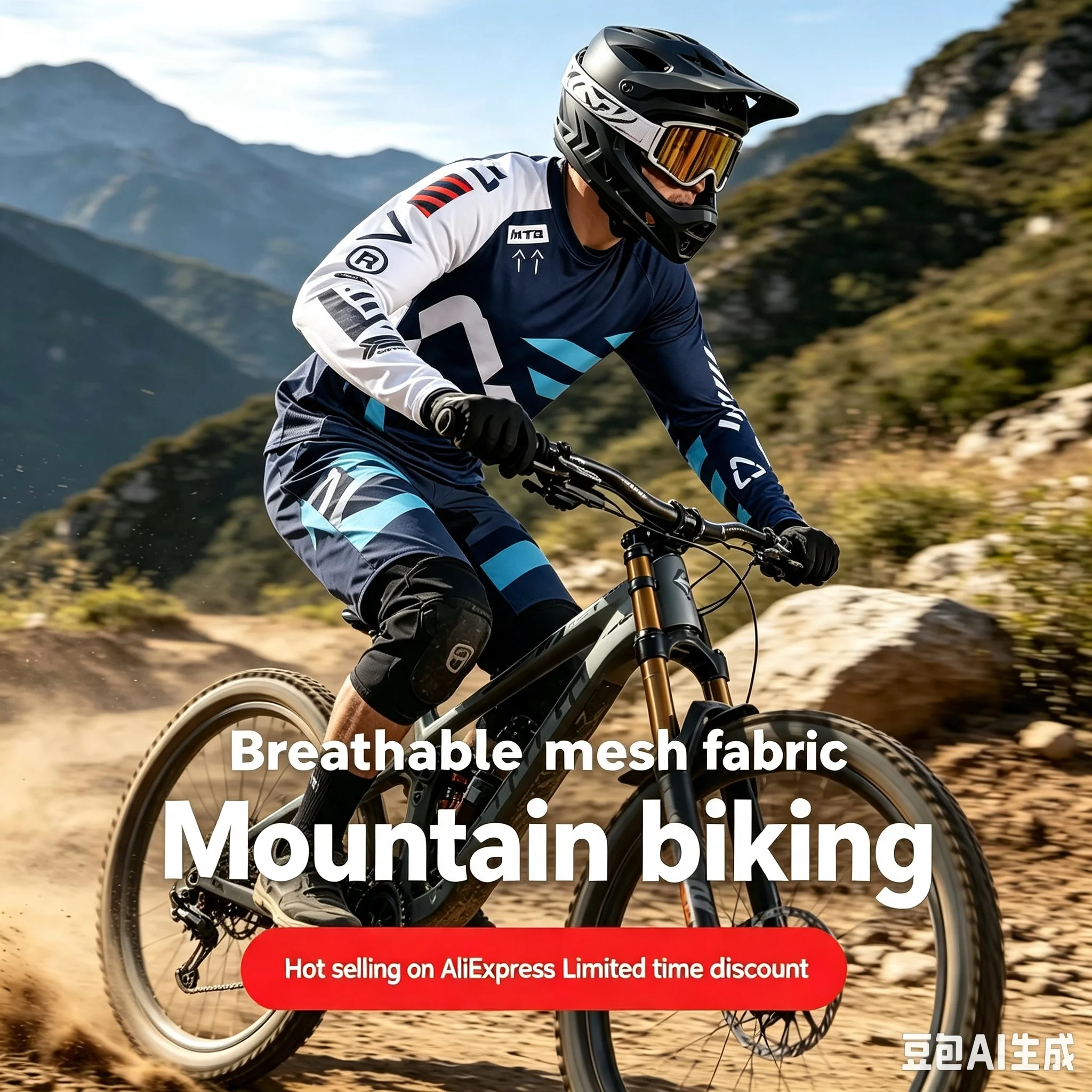Herren Downhill-Anzug Radsport-Oberteil Mountainbike MTB Motocross Motorrad-Trikot Sportbekleidung Atmungsaktiv Schnelltrocknend Offroad-Fahrt – Detail 4