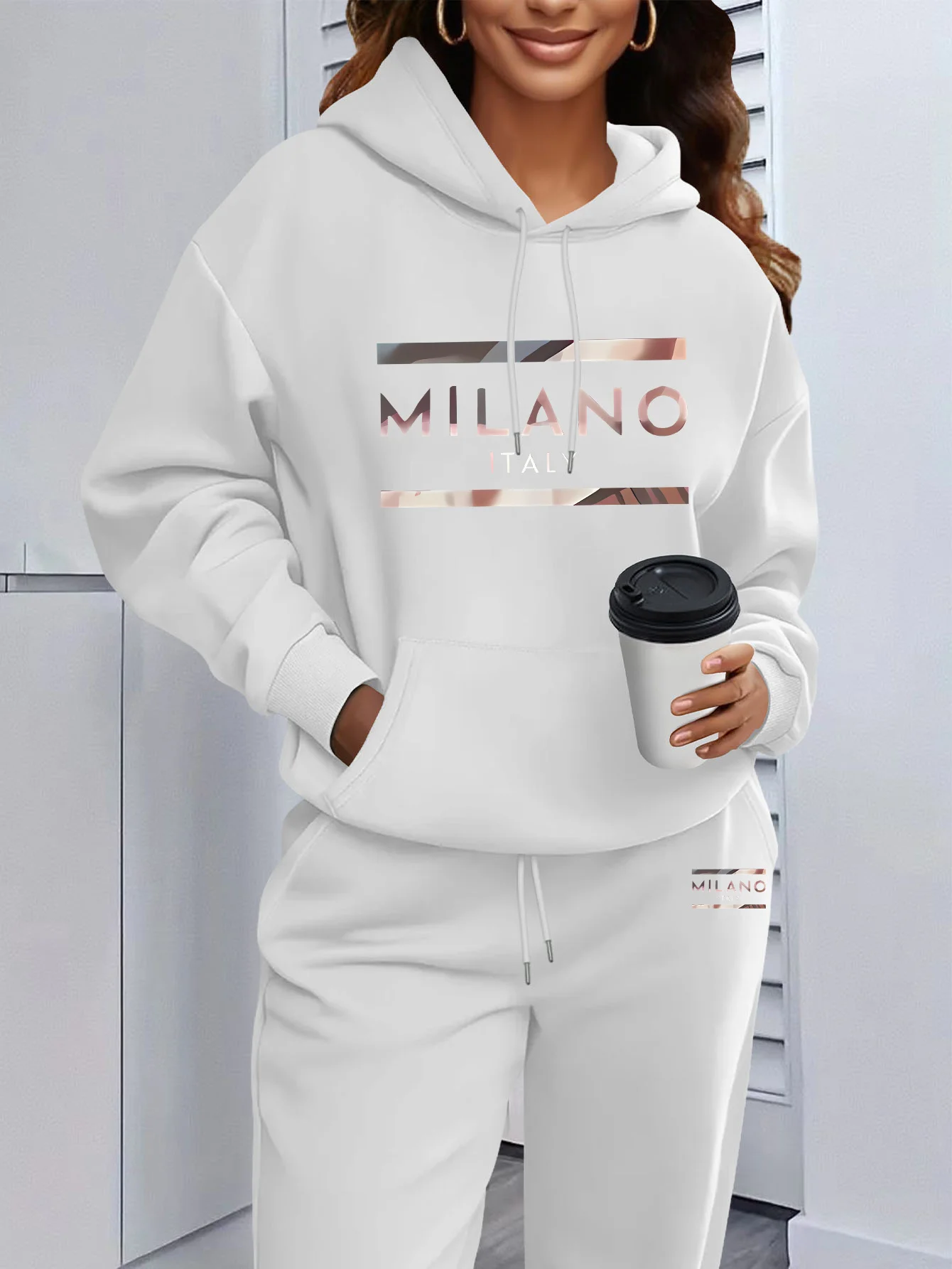 2026 Womens Print Hooded Sweatshirts Suit High Quality Hot Sales Outfits Clothing Fashion Casual Jogging Pants Sets hoodie view 4