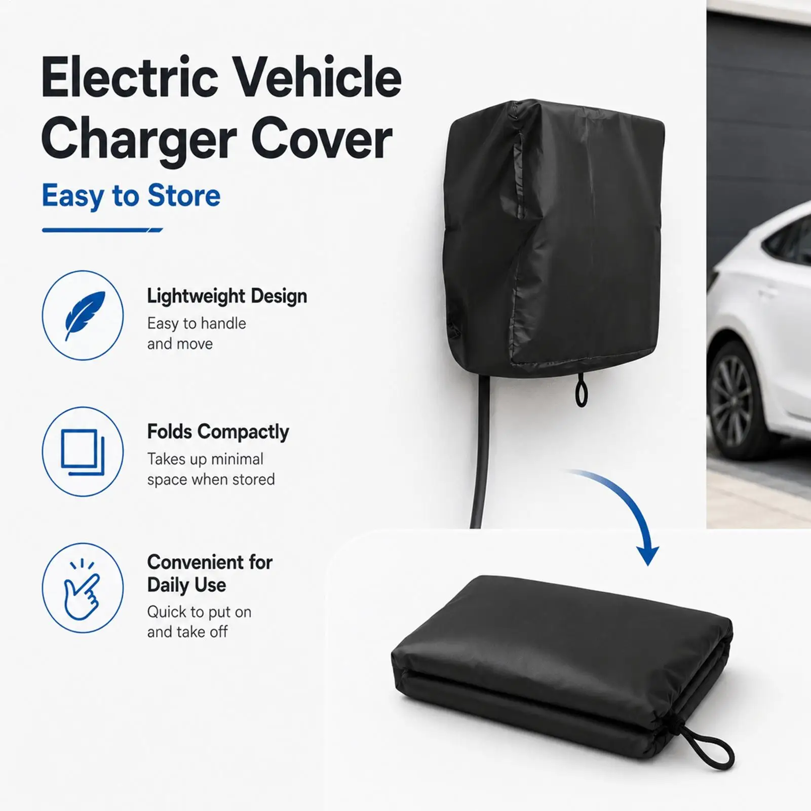 EV Charger Cover Waterproof Car Charging Post Protector EV Charger Pile Cover For Home Garage Driveway Outdoor Public Parking