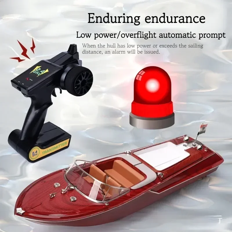 Remote Control Boat Retro Speed Boat High-Horsepower Electric Yacht Cruise Model Racing Boat Boy Water Classic Retro Toy Boat