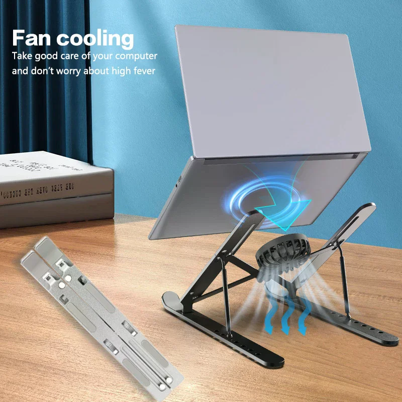 Soporte enfriador para ordenador portátil, almohadilla de refrigeración plegable para ordenador portátil, soporte portátil para tableta de 16-18 pulgadas, soporte de escritorio para ordenador portátil con ventiladores