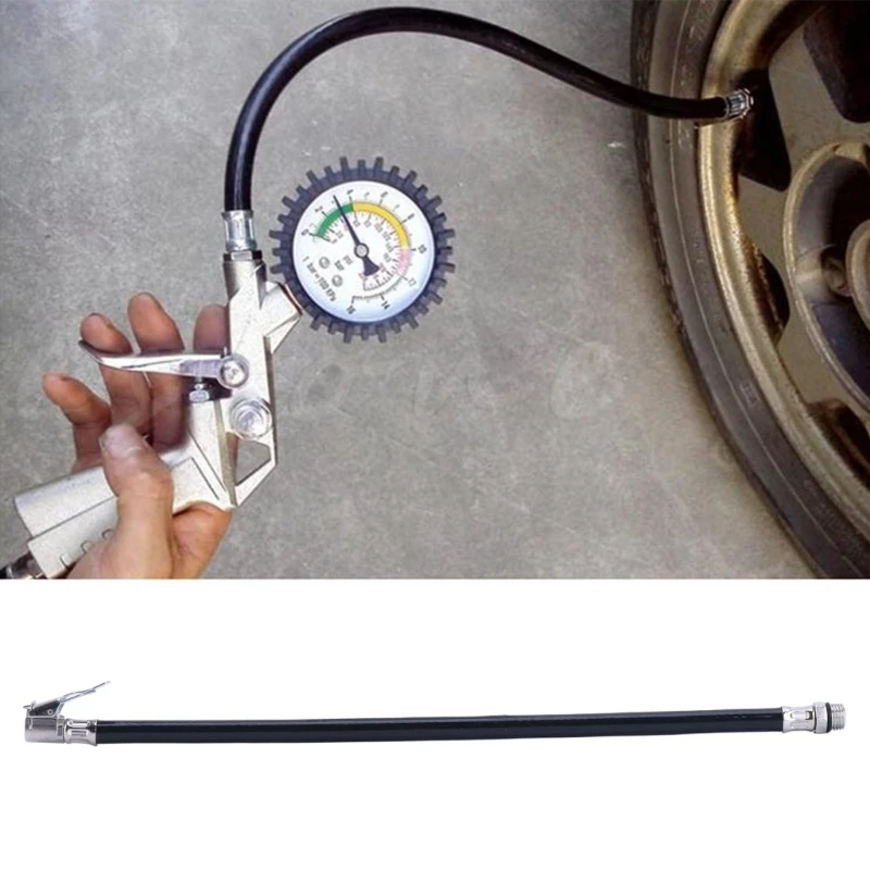 Car Bicycle Motorcycle Bike Flexible Clip On Air Tyre Tire Chuck Inflator Hose M126 hot sale