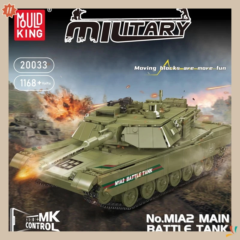 

Mold King 20033, технические танковые игрушки, RC M1A2, основной боевой танк, строительный блок, сборный танк, набор кирпичей, детский рождественский подарок