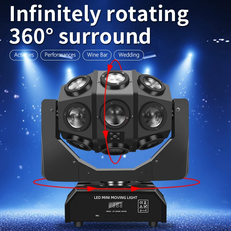 RGBW 4in1 LED 18pcs Phantom Rotating Beam Laser Light 18x12W Football Lamp Stage Effect Lighting for DJ Disco Club Music Party