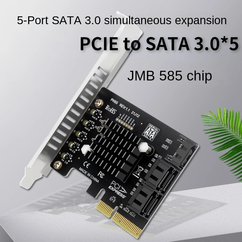 

PCIe на 5 портов SATA 3 III Sata 3,0*5 6 Гбит/с SSD адаптер PCI-E 4x PCI Express X4 плата контроллера Плата расширения JMB585 чипсет