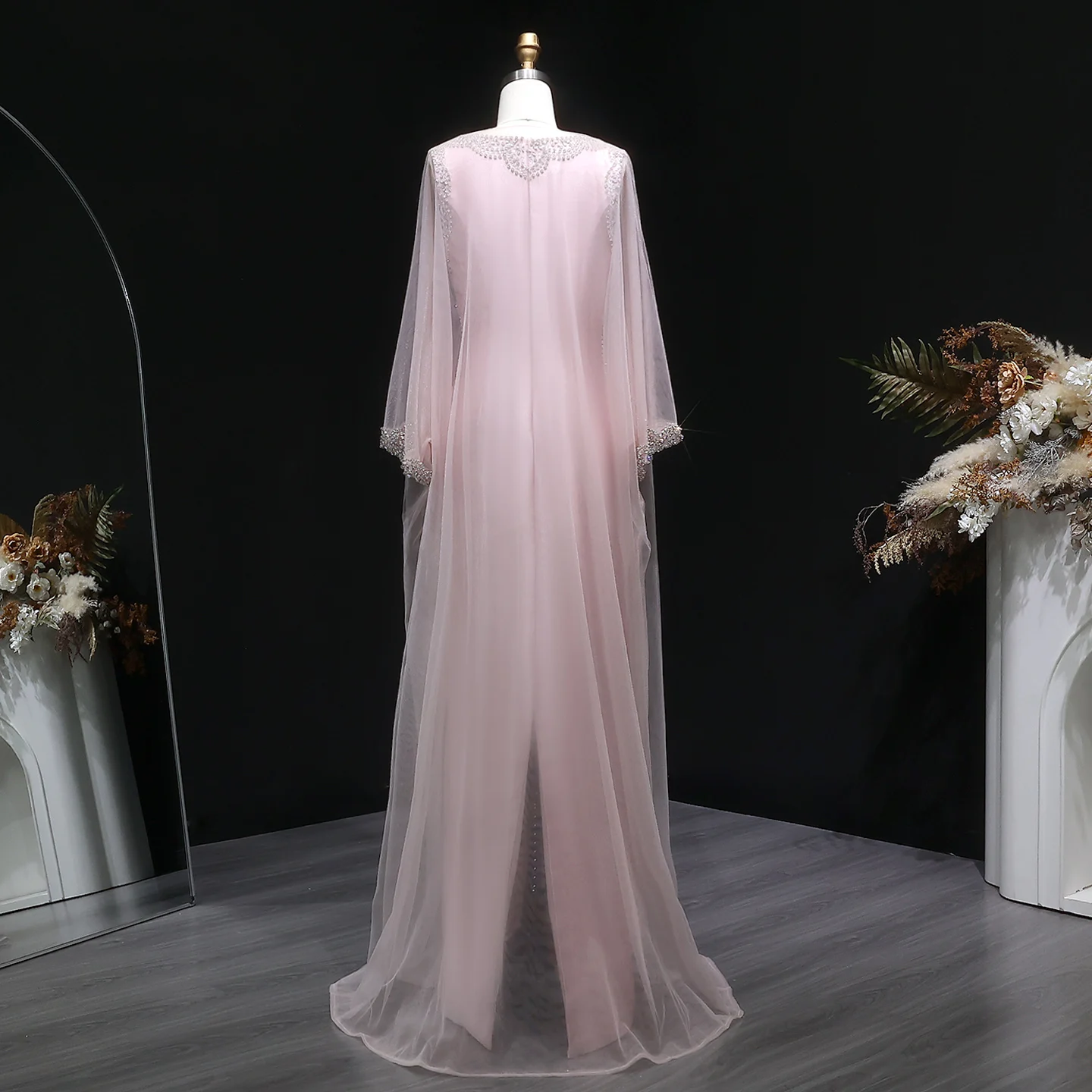 Sharon Said 2026 Neues Elegantes Rosa Zweiteiliges Satin-Abendkleid mit Kristallperlen Dubai Arabisches Damen-Abendkleid SS326 Maßanfertigung – Detail 9