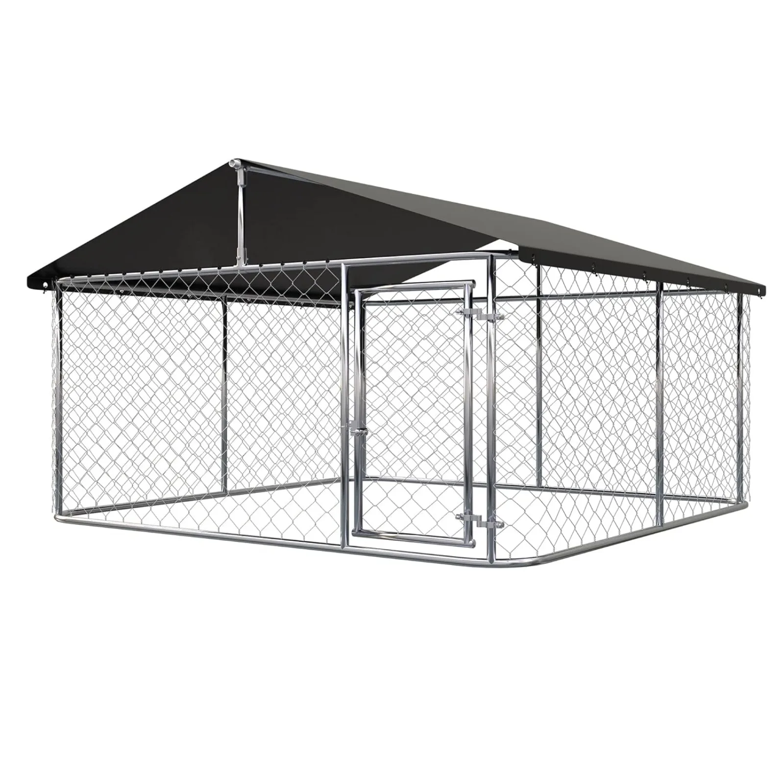 US Outdoor Dog Enclosure Heavy Duty Dog Kennel House Mesh Dog Big Cage Pet Kennel Steel Fence with Secure Lock(9.84'x 9.84')