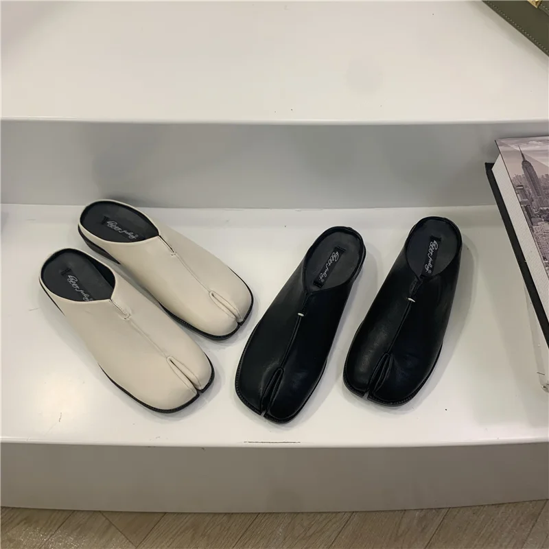 Bailamos Tabi Ninja Moccasins Round Split Toe Retro Color Women Single Shoes Buckle Strap Casual Soft Mary Janes Shoes