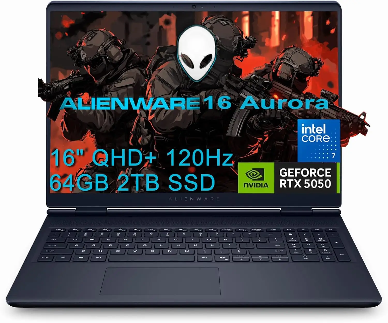 

Alienware 16 Aurora 2025 Gaming Laptop 16 QHD+ 120Hz Intel 7 240H NVIDIA RTX 5050 8GB Backlit Keyboard Wi Fi 7 Ethernet Webcam