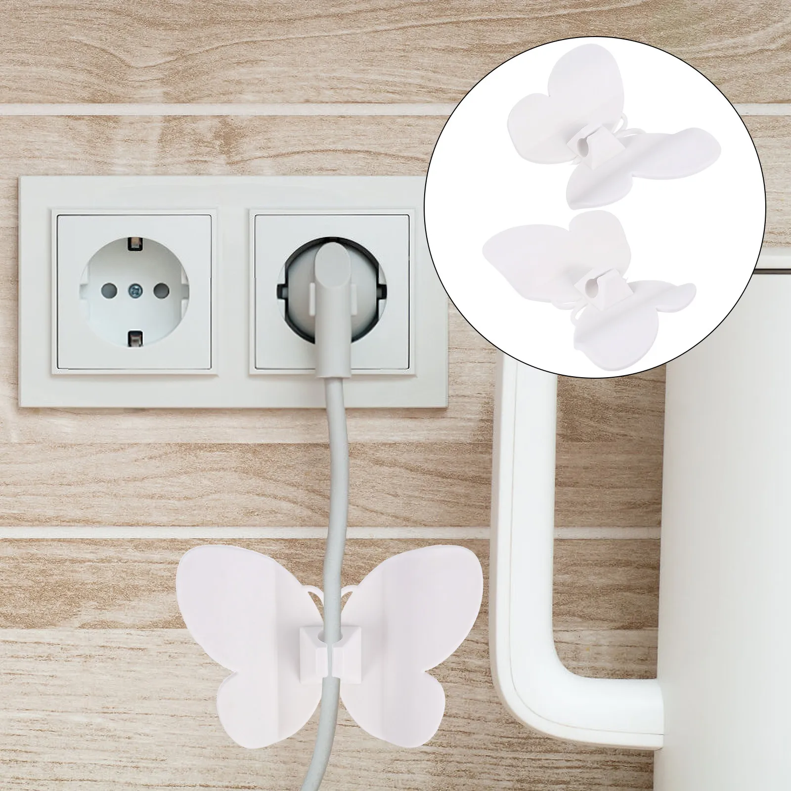 4Pcs Butterfly Shape Modern Cable Holder Set Self-Adhesive Cord Wrap Organizer for Kitchen Appliances Coffee Machine Air Fryer