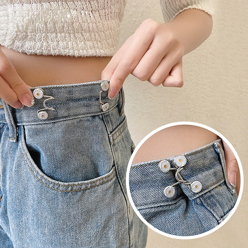 Daisy Flowers Alloy Pants Tighten Waist Brooches Buckle Pins Waist Clip Adjustable Snap Detachable Button For Pants Jeans