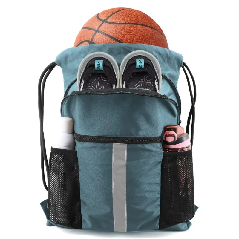 Basketball Football Drawstring Backpack with Shoes Compartment Drawstring Backpack Unisex Colorful Sports Bundle Bag