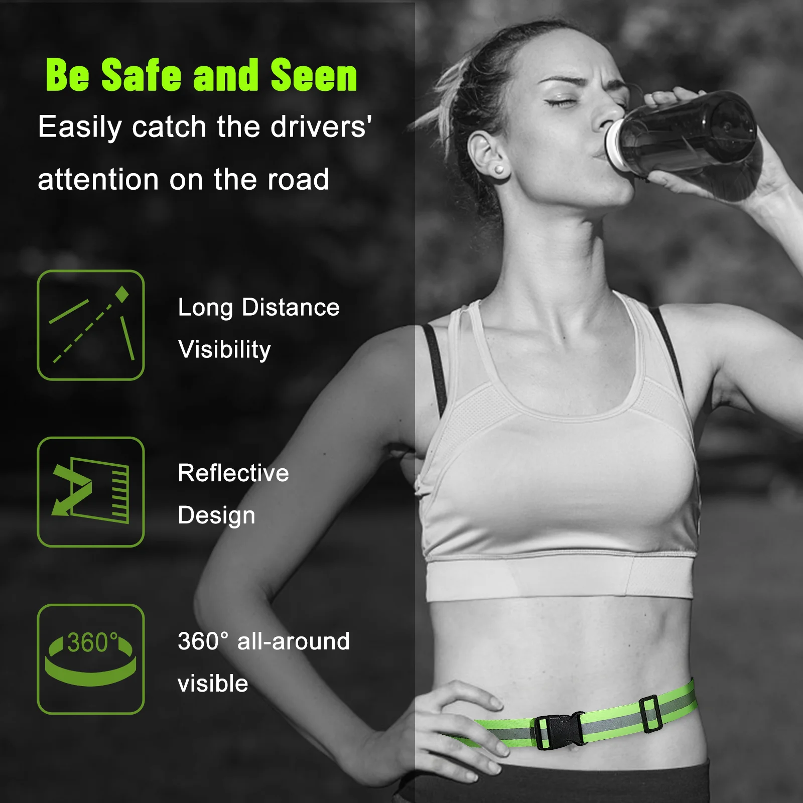 Night Luminous Belt Safety Reflective Strap Glowing Security Tape Band Highly Visible Run