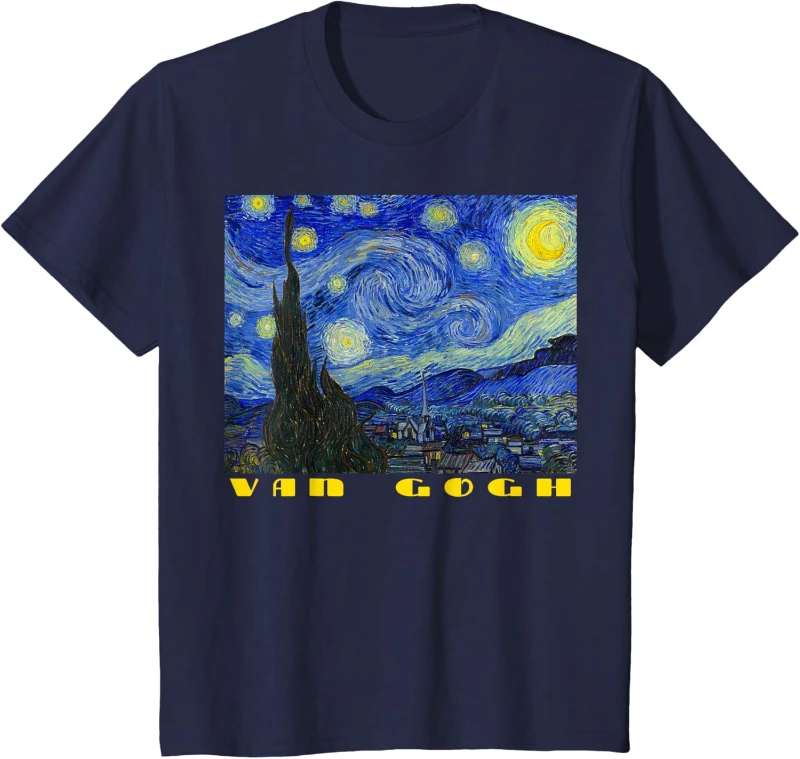 

Starry Night Vincent Van Gogh T-Shirt Mystic Tee Shirt Loose Plus Size Trendy Men's Short-sleeved Ins Harajuku