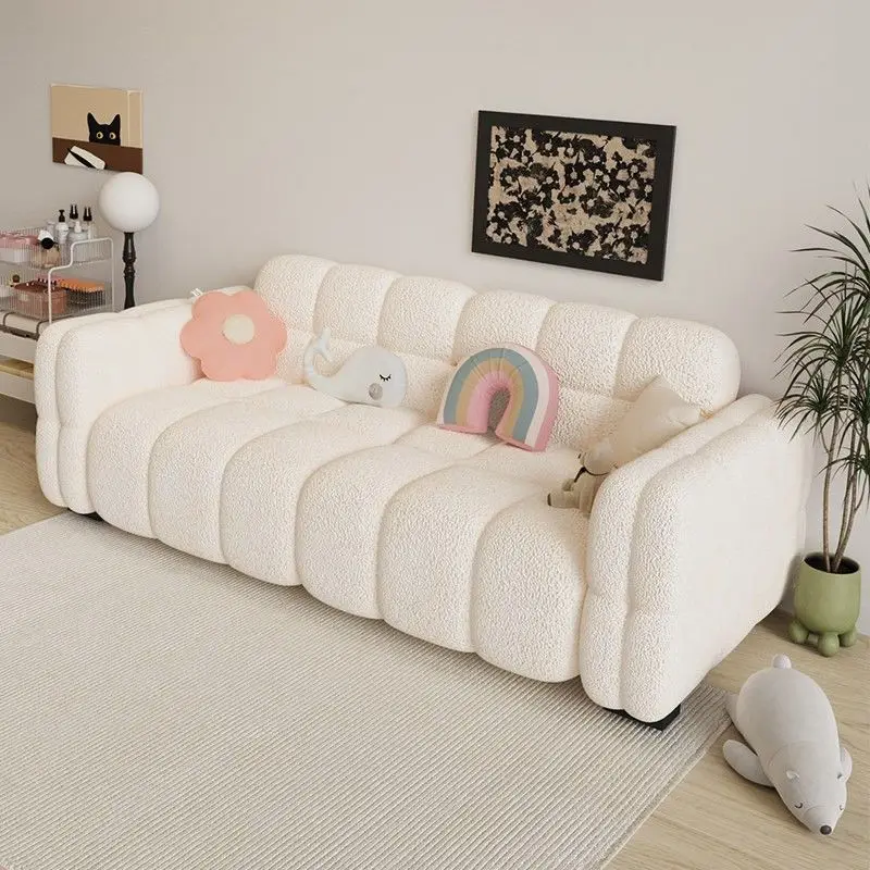 Small apartment cream wind lazy household living room rental room apartment bed bedroom sofa