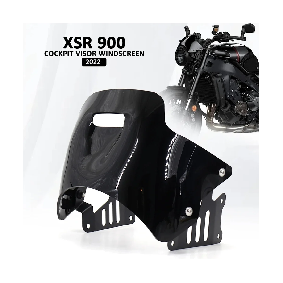 Motorcycle Windshield Windscreen Wind Deflector Visor Screen Shield for YAMAHA XSR 900 XSR900 2022 2023(Black)