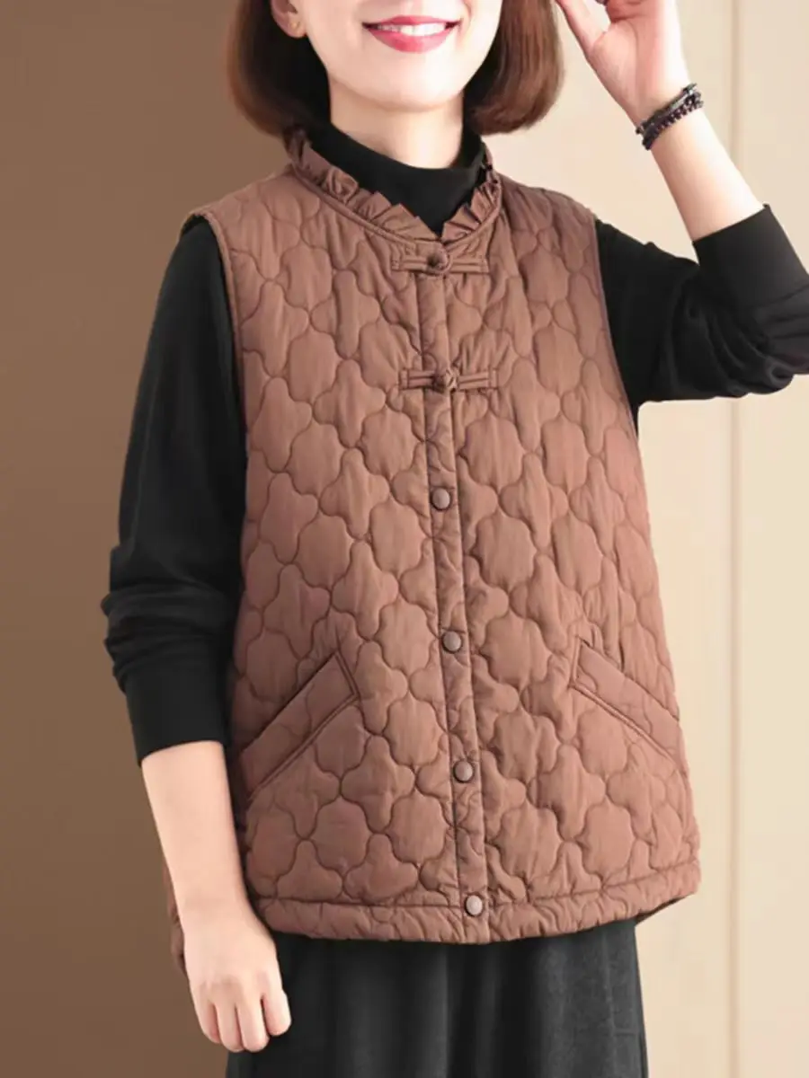 

Thiened Casual Vest Women's Loose Retro Button Sli Cotton Inner Commute Suitable Faionable Vest Jaet