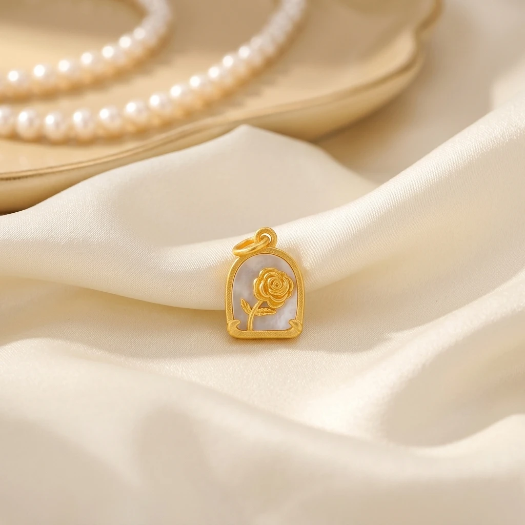 Romantic 925 Silver Little Prince Rose Pendant Natural White Mother Of Pearl With Cameo Floral Charm For Necklace Love Jewelry