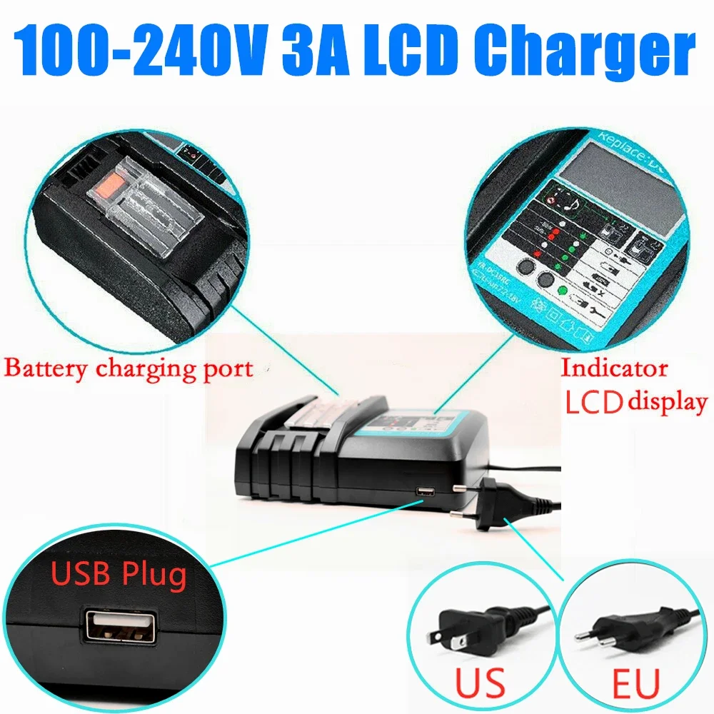 Batteria ricaricabile agli ioni di litio BL186018V 6.0Ah batteria di Backup per trapano a batteria Makita 18V BL1850B BL1860B BL1815 con caricabatterie