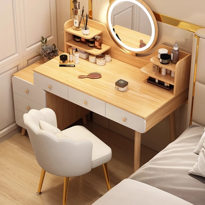 Dressing Table Bedroom Modern Simple Light Luxury Small Storage Bucket Cabinet Integrated Makeup Mirror Tocador De Maquillaje