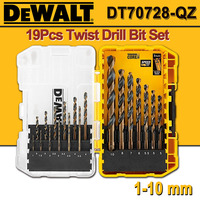 DeWalt High Hardness Black & Gold Twist Drill Bit Set 1-10mm Electric Drill Bits Kit 19Pcs Power Tool Accessories NO.DT70728-QZ