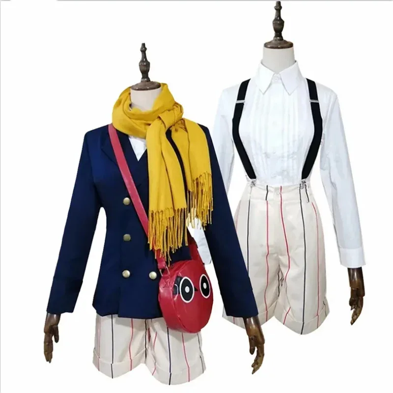 Disfraz de Cosplay de Anime perros callejeros Bungou Yumeno Kyusaku y muñeca, sombrero de juguete, mochila, bufanda, conjunto completo de zapatos y peluca