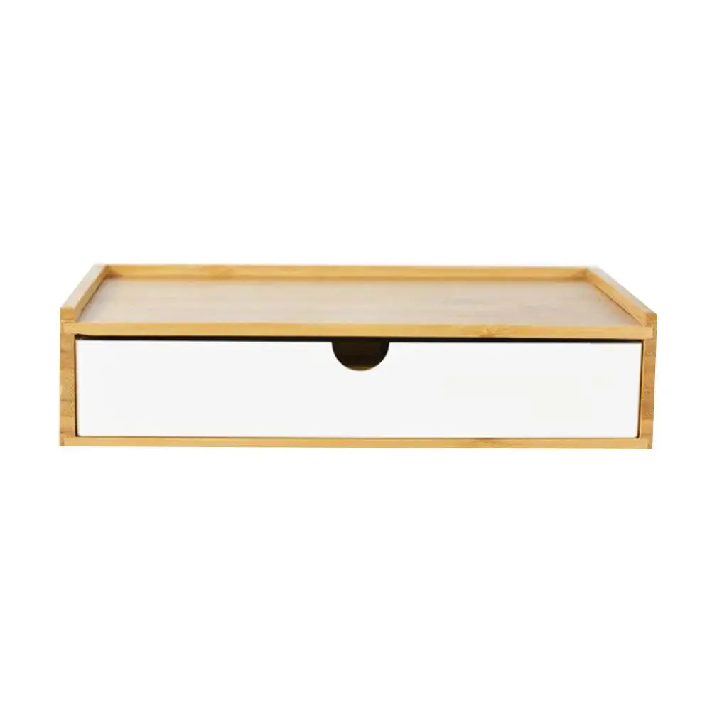 

Delicate Bamboo Storage Box Simple Desktop Organizer Decorative Multifuncational Storage Case for Home Bathroom Bedroom Hotel (W