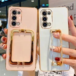Luxury Plating Bracket Ring Silicone Case For Samsung Galaxy S23 Ultra S22 S21 S20 FE S10 Plus Note 20 10 Pro A24 A34 A54 Cover