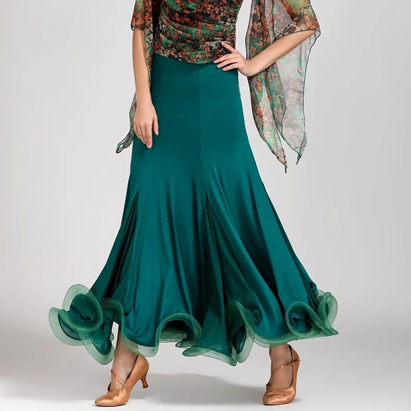 

Юбка для бальных танцев женская, для современных танцев, тренировочное платье, юбка для национальных танцев, юбка для бальных танцев с большим подолом