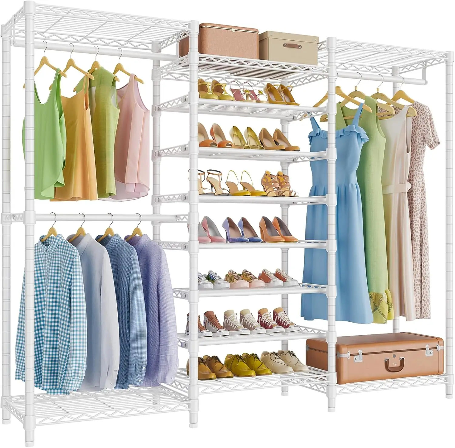 VIPEK S3 Freestanding Clothes Rack Heavy Duty Garment Rack 6-Tier Shoe Rack Closet Storage Organizer Large Wardrobe,