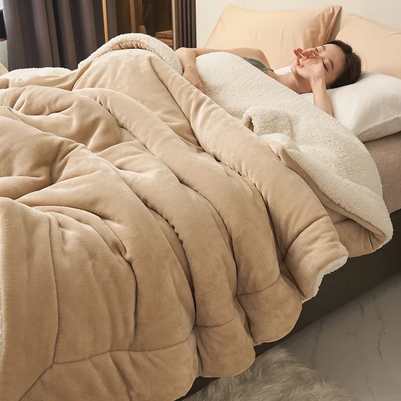 Imitation Lambswool Multi-functional Autumn Winter Blanket Queen Blankets for Bed Soft Comfortable Milk Fleece Blanket for Throw
