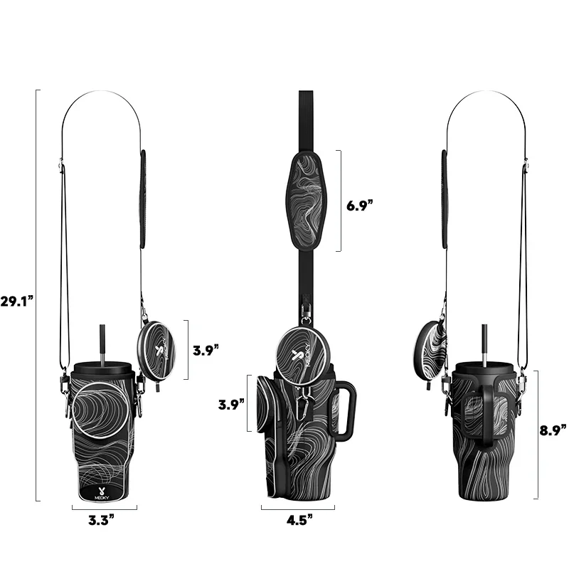 Borsa portaborraccia con stampa in marmo nero da 40 once per custodia per tazza con bicchiere copertura per tazza isolata tracolla regolabile Termos
