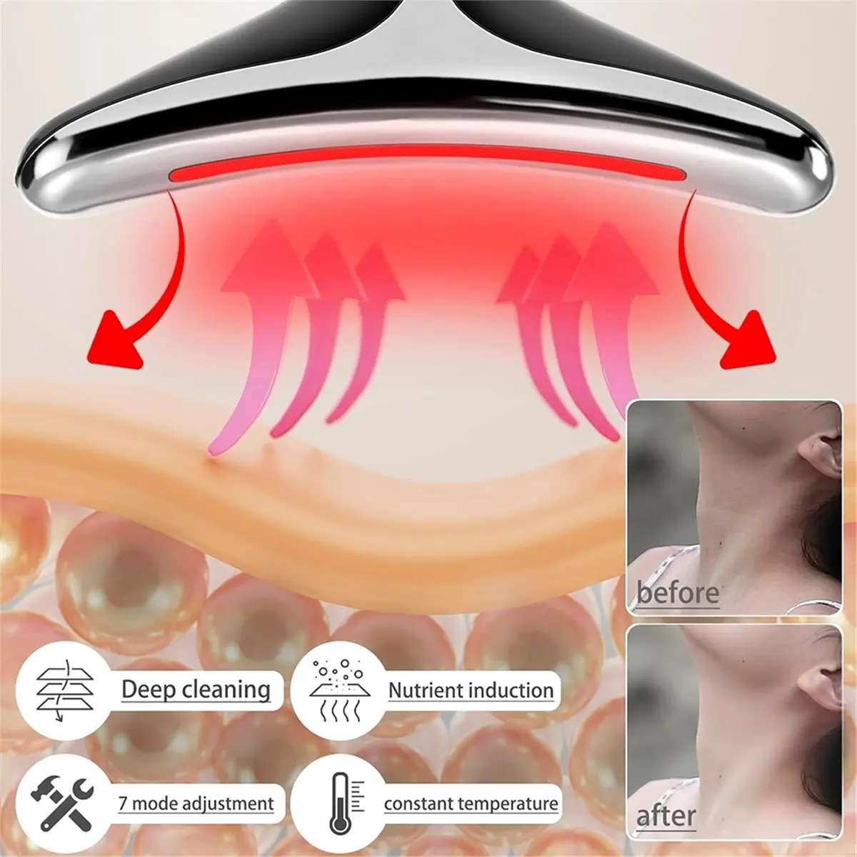 ABVI-Gezichts- en nekmassager Nekrimpel Heet kompres Massager Thuis gezichtsverzorgingshulpmiddelen
