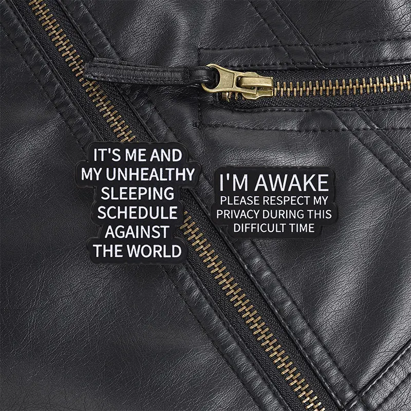Its Me And My Unhealthy Sleep Schedule Against The World Enamel Pin Night Owl Humor for Tired Students Style