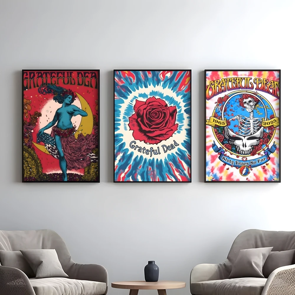 American Rock Band Grateful D-Dead Poster Elegant And Affordable Wall Art Stickers For Dormitory Living Room And Bedroom Spaces