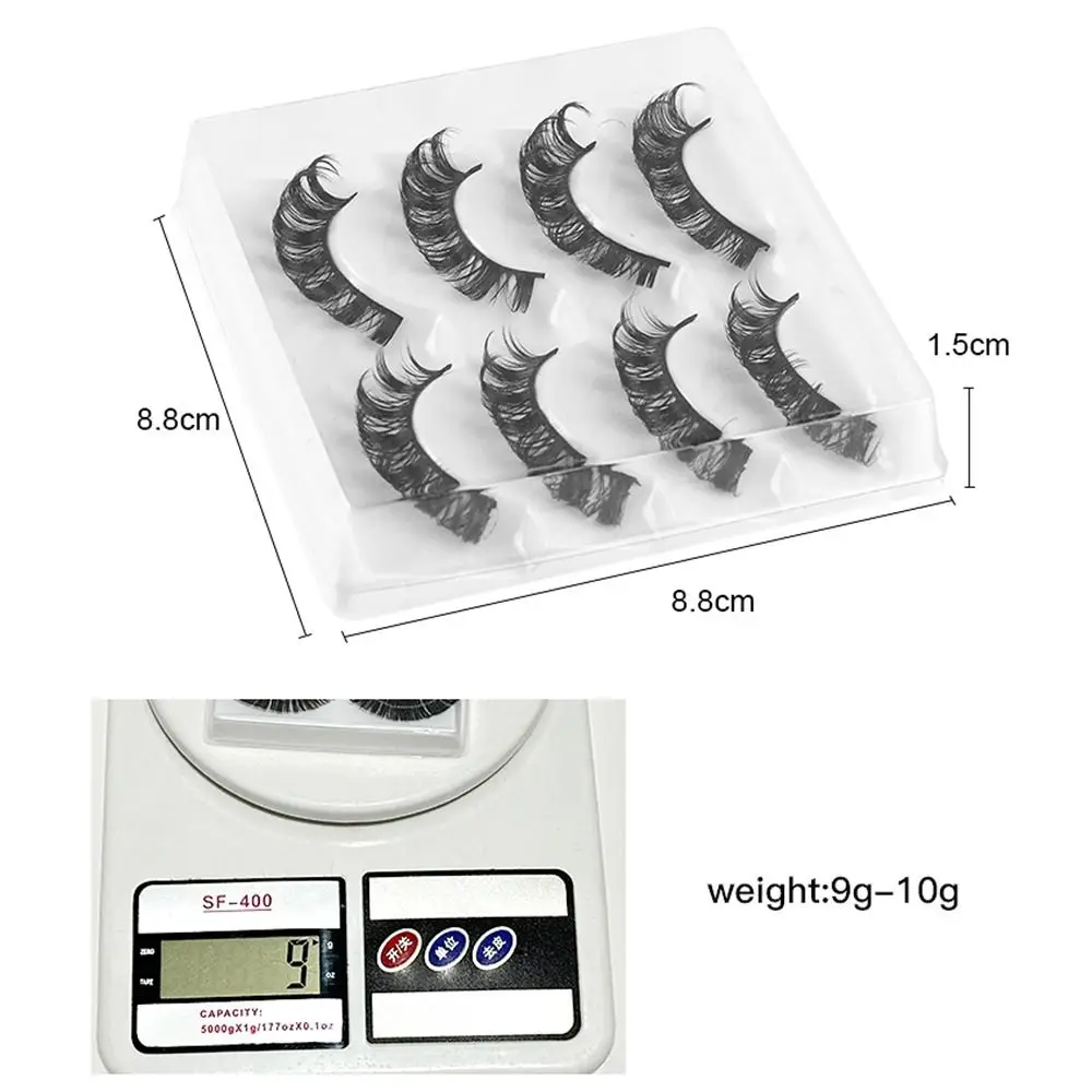4 Pairs Reusable Looks Like Eyelash Extension Fluffy Russian Strip Lashes D Curl False Eyelashes Fake Eyelashes