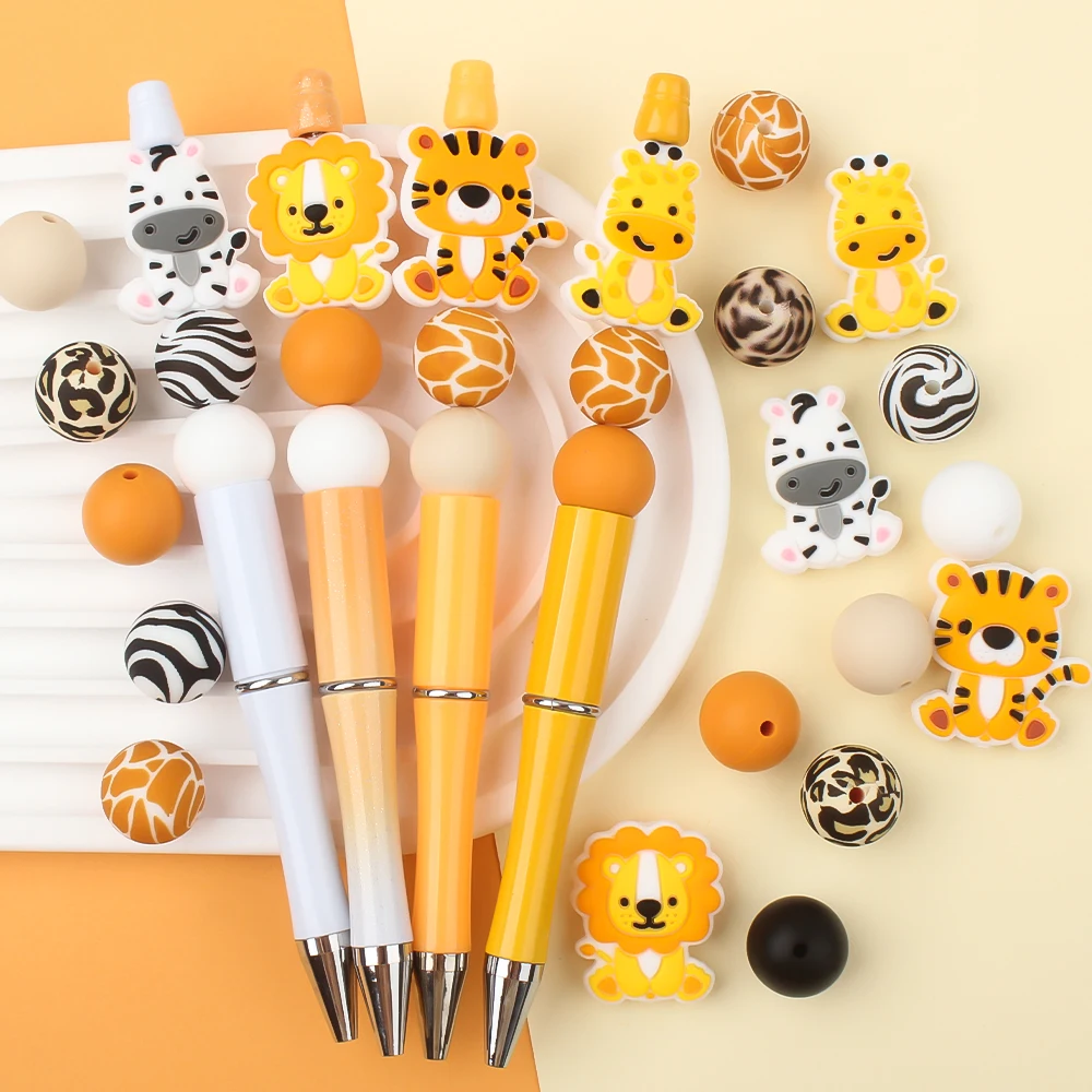 5/10Pcs Silicone Beads Animal Giraffes Silicone Focal Beads For Jewelry Making DIY Beaded Pen Keychain Handmade Accessories