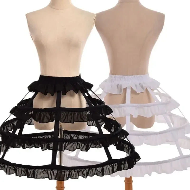 

White /Black Women Girls Hollow Leaf Bird Cage Fish Bone Cosplay Dress Skirt Petticoat Bride Wedding Gowns