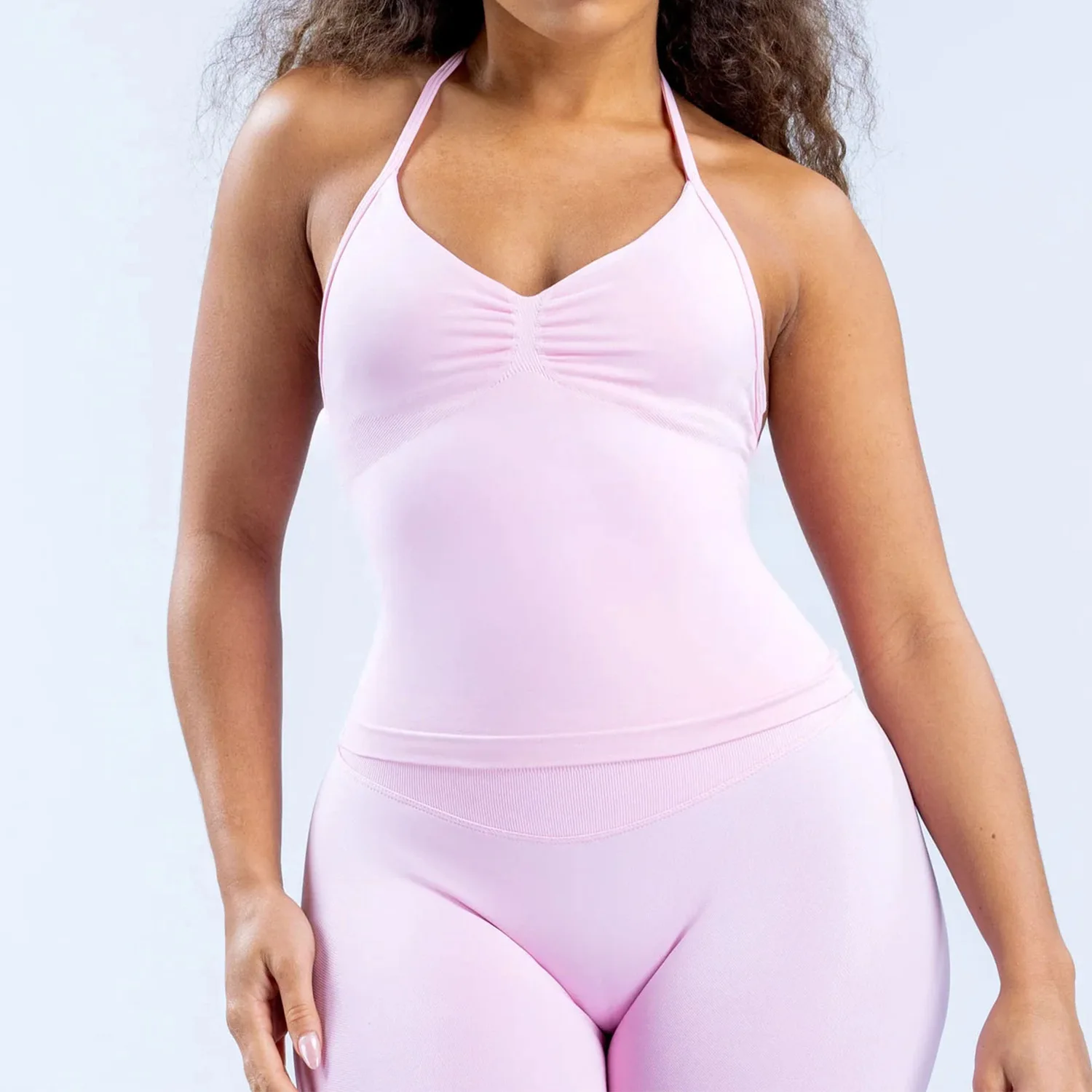 Women's outer wear high-elasticity matte nylon seamless sports vest top with bra pads for beautiful back, fitness, sports, yoga