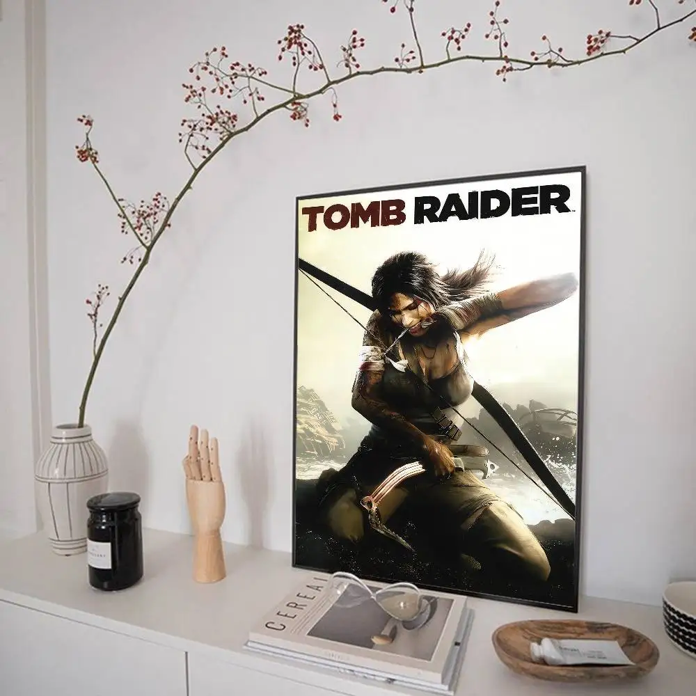 لارا كروفت تومب رايدر أنيمي الملصقات لزجة الديكور اللوحة جدار الفن الأبيض كرافت ورقة جدار ديكور