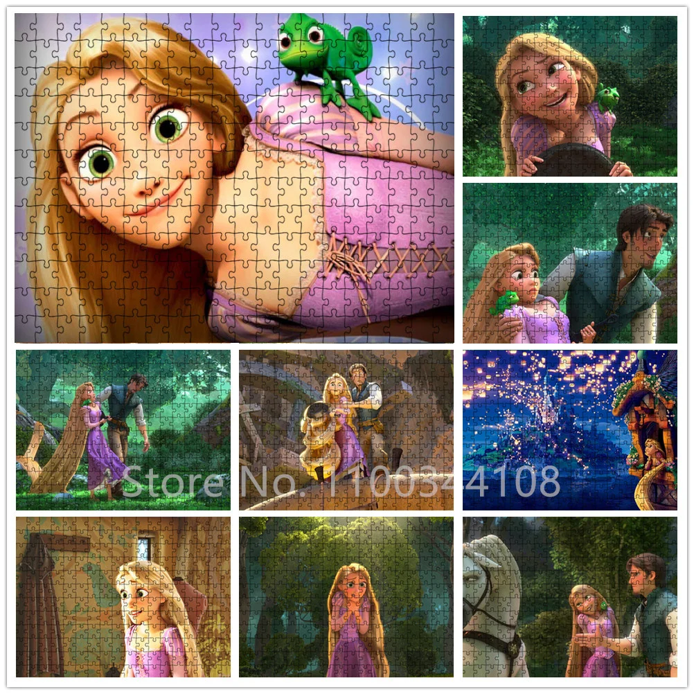 

Disney Movie Tangled Rapunzel Jigsaw Puzzles Cartoon Princess 1000 Pieces Puzzle for Kids Educational Toys Interactive Game